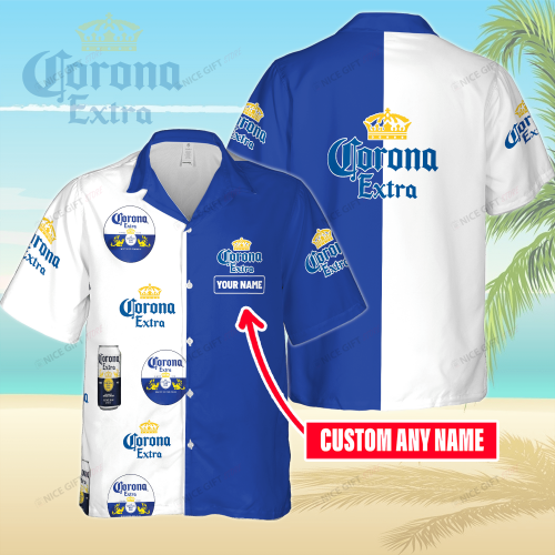 Corona Extra Custom Name 3D Button 3D Button Hawaiian Shirt Gift for Men Dad Father Gift for Men Dad Father 3HS-W3F3