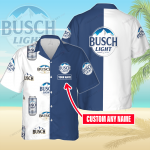 Busch Light Custom Name 3D Button 3D Button Hawaiian Shirt Gift for Men Dad Father Gift for Men Dad Father 3HS-H5C5