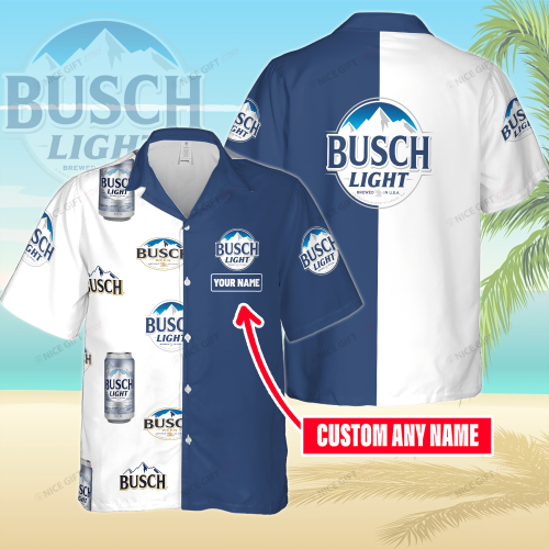Busch Light Custom Name 3D Button 3D Button Hawaiian Shirt Gift for Men Dad Father Gift for Men Dad Father 3HS-H5C5