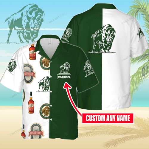 Buffalo Trace Custom Name 3D Button 3D Button Hawaiian Shirt Gift for Men Dad Father Gift for Men Dad Father 3HS-P2H2