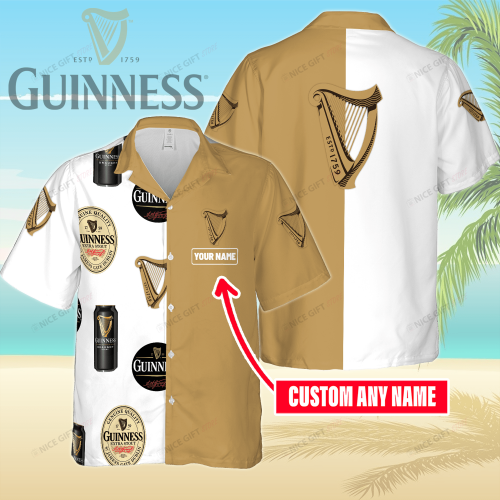 Guinness Custom Name 3D Button 3D Button Hawaiian Shirt Gift for Men Dad Father Gift for Men Dad Father 3HS-N6C6