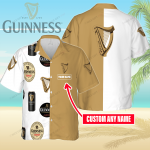Guinness Custom Name 3D Button 3D Button Hawaiian Shirt Gift for Men Dad Father Gift for Men Dad Father 3HS-N6C6
