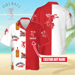 Fireball Cinnamon Whisky Custom Name 3D Button 3D Button Hawaiian Shirt Gift for Men Dad Father Gift for Men Dad Father 3HS-M0B8