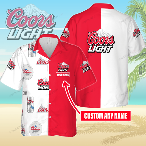 Coors Light Custom Name 3D Button 3D Button Hawaiian Shirt Gift for Men Dad Father Gift for Men Dad Father 3HS-L9K1