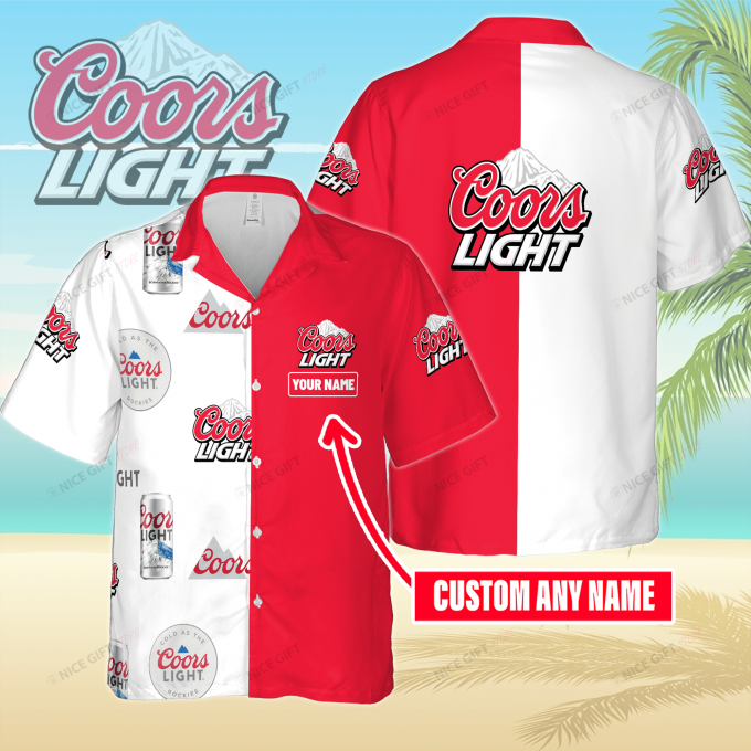 Coors Light Custom Name 3D Button 3D Button Hawaiian Shirt Gift for Men Dad Father Gift for Men Dad Father 3HS-L9K1