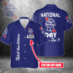 National Pabst Blue Ribbon Day Jan 1 – Dec 31 Custom Name 3D Button 3D Button Hawaiian Shirt Gift for Men Dad Father Gift for Men Dad Father 3HS-K2C3