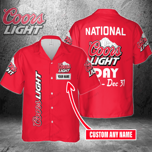 National Coors Light Day Jan 1 – Dec 31 Custom Name 3D Button 3D Button Hawaiian Shirt Gift for Men Dad Father Gift for Men Dad Father 3HS-F8C1