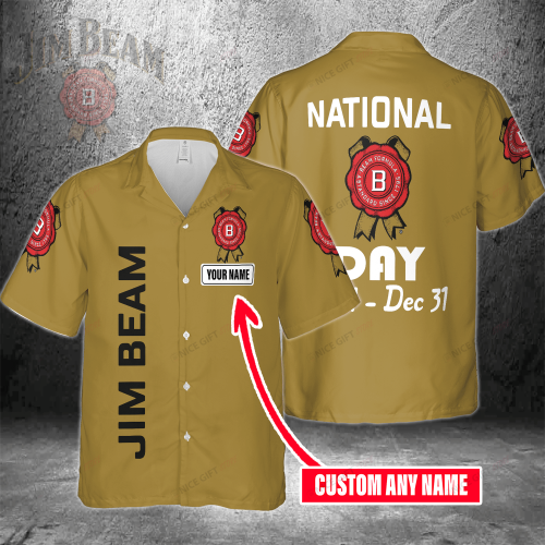 National Jim Beam Day Jan 1 – Dec 31 Custom Name 3D Button 3D Button Hawaiian Shirt Gift for Men Dad Father Gift for Men Dad Father 3HS-D2T9