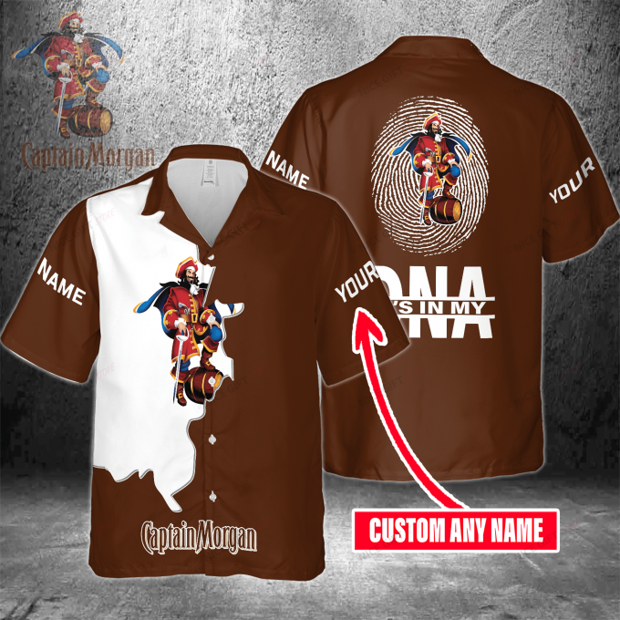 Captain Morgan Custom Name It’s In My DNA 3D Button 3D Button Hawaiian Shirt Gift for Men Dad Father Gift for Men Dad Father 3HS-Z6V6
