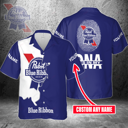 Pabst Blue Ribbon Custom Name It’s In My DNA 3D Button 3D Button Hawaiian Shirt Gift for Men Dad Father Gift for Men Dad Father 3HS-B3L0