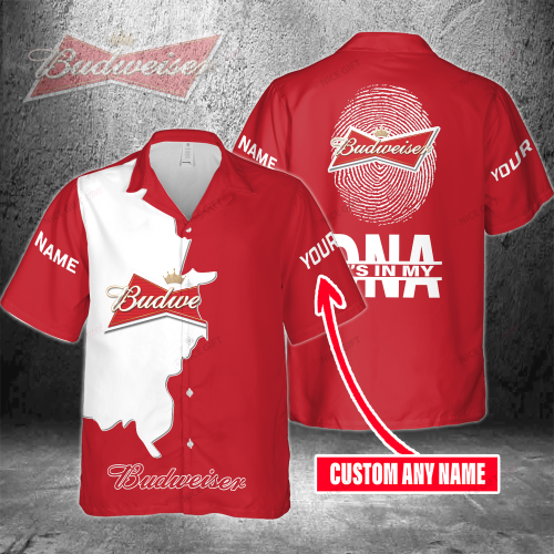 Budweiser Custom Name It’s In My DNA 3D Button 3D Button Hawaiian Shirt Gift for Men Dad Father Gift for Men Dad Father 3HS-A1D6