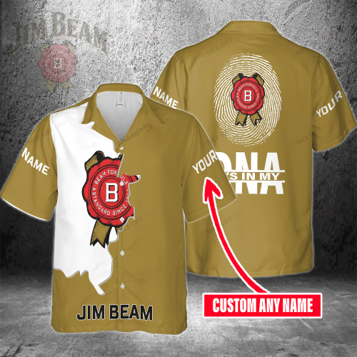 Jim Beam Custom Name It’s In My DNA 3D Button 3D Button Hawaiian Shirt Gift for Men Dad Father Gift for Men Dad Father 3HS-C9A1
