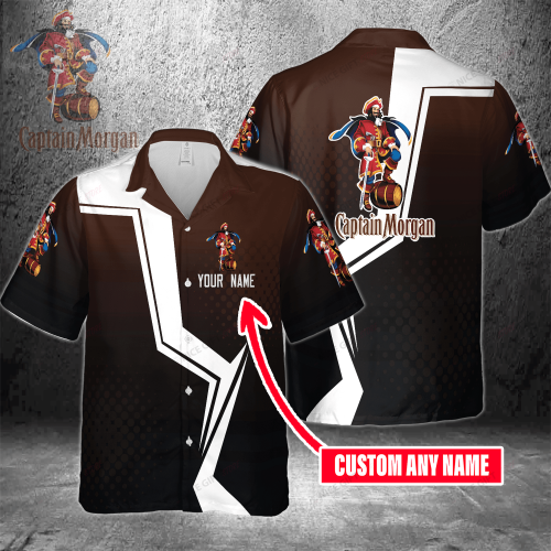 Captain Morgan Custom Name 3D Button 3D Button Hawaiian Shirt Gift for Men Dad Father Gift for Men Dad Father 3HS-A0P0