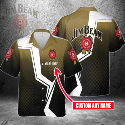 Jim Beam Custom Name 3D Button 3D Button Hawaiian Shirt Gift for Men Dad Father Gift for Men Dad Father 3HS-L5Z1