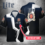 Miller Lite Custom Name 3D Button 3D Button Hawaiian Shirt Gift for Men Dad Father Gift for Men Dad Father 3HS-T3F4