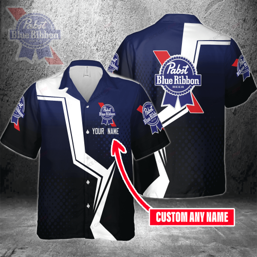 Pabst Blue Ribbon Custom Name 3D Button 3D Button Hawaiian Shirt Gift for Men Dad Father Gift for Men Dad Father 3HS-B0L4