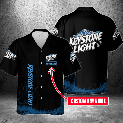 Keystone Light Custom Name 3D Button 3D Button Hawaiian Shirt Gift for Men Dad Father Gift for Men Dad Father 3HS-M1T3