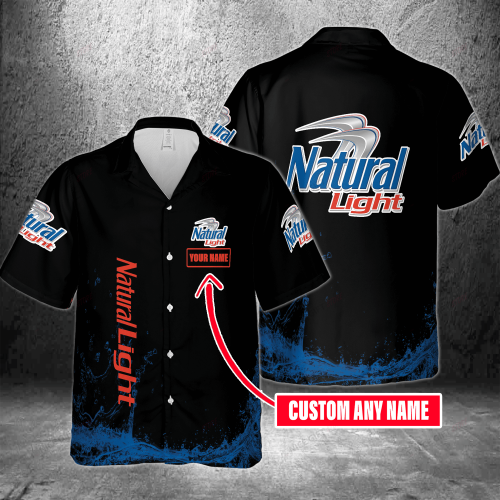 Natural Light Custom Name 3D Button 3D Button Hawaiian Shirt Gift for Men Dad Father Gift for Men Dad Father 3HS-H3D8