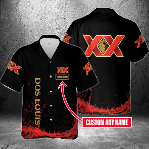 Dos Equis XX Custom Name 3D Button 3D Button Hawaiian Shirt Gift for Men Dad Father Gift for Men Dad Father 3HS-I6H1