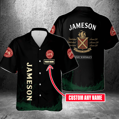 Jameson Irish Whiskey Custom Name 3D Button 3D Button Hawaiian Shirt Gift for Men Dad Father Gift for Men Dad Father 3HS-N7Z9