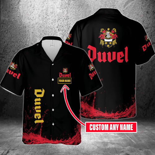 Duvel Custom Name 3D Button 3D Button Hawaiian Shirt Gift for Men Dad Father Gift for Men Dad Father 3HS-A2G8