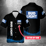 Bud Light Custom Name 3D Button 3D Button Hawaiian Shirt Gift for Men Dad Father Gift for Men Dad Father 3HS-M7W8