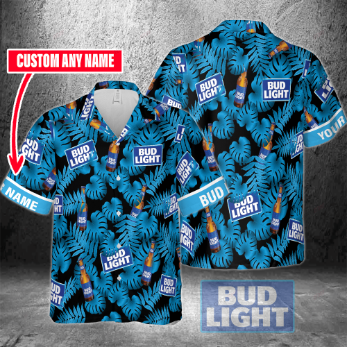 Bud Light Custom Name 3D Button 3D Button Hawaiian Shirt Gift for Men Dad Father Gift for Men Dad Father 3HS-F8Z5