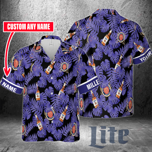 Miller Lite Custom Name 3D Button 3D Button Hawaiian Shirt Gift for Men Dad Father Gift for Men Dad Father 3HS-F8W9