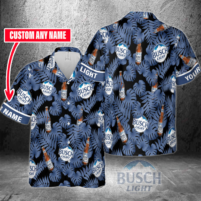 Busch Light Custom Name 3D Button 3D Button Hawaiian Shirt Gift for Men Dad Father Gift for Men Dad Father 3HS-R8K1