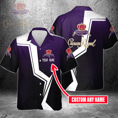 Crown Royal Custom Name 3D Button 3D Button Hawaiian Shirt Gift for Men Dad Father Gift for Men Dad Father 3HS-I4C6