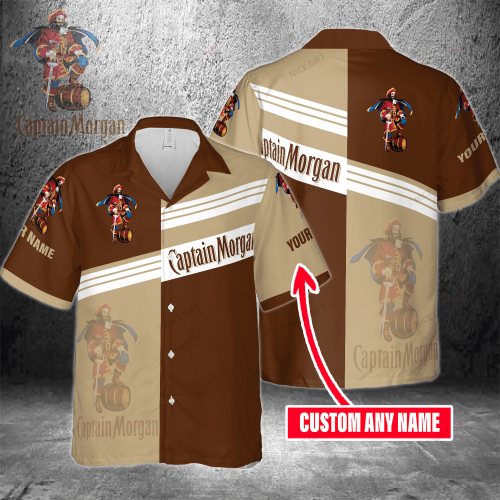 Captain Morgan Custom Name 3D Button 3D Button Hawaiian Shirt Gift for Men Dad Father Gift for Men Dad Father 3HS-B3W8