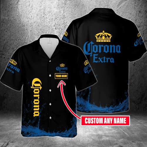 Corona Extra Custom Name 3D Button 3D Button Hawaiian Shirt Gift for Men Dad Father Gift for Men Dad Father 3HS-P1K8