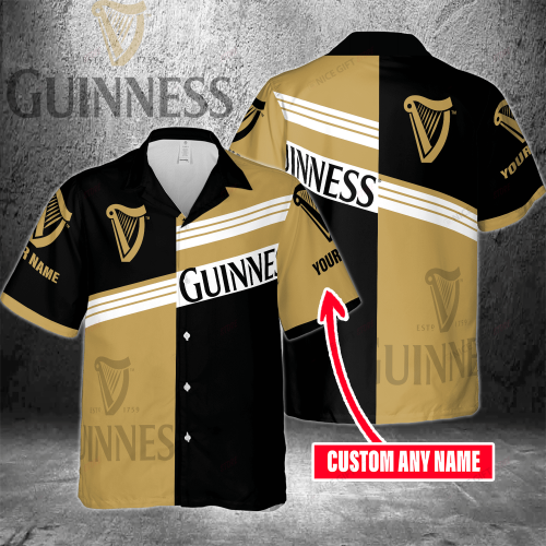 Guinness Custom Name 3D Button 3D Button Hawaiian Shirt Gift for Men Dad Father Gift for Men Dad Father 3HS-Y1A9
