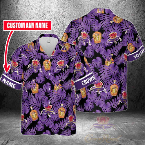 Crown Royal Custom Name 3D Button 3D Button Hawaiian Shirt Gift for Men Dad Father Gift for Men Dad Father 3HS-D1Z1