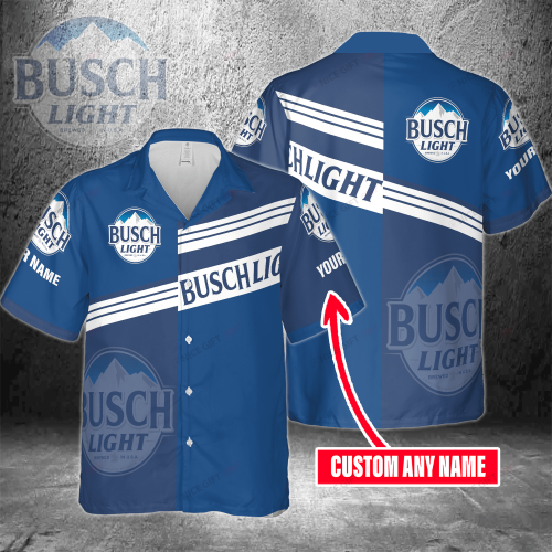 Busch Light Custom Name 3D Button 3D Button Hawaiian Shirt Gift for Men Dad Father Gift for Men Dad Father 3HS-S4V3