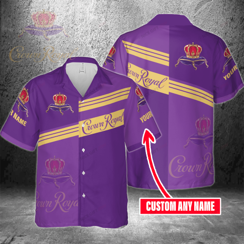 Crown Royal Custom Name 3D Button 3D Button Hawaiian Shirt Gift for Men Dad Father Gift for Men Dad Father 3HS-H7F1