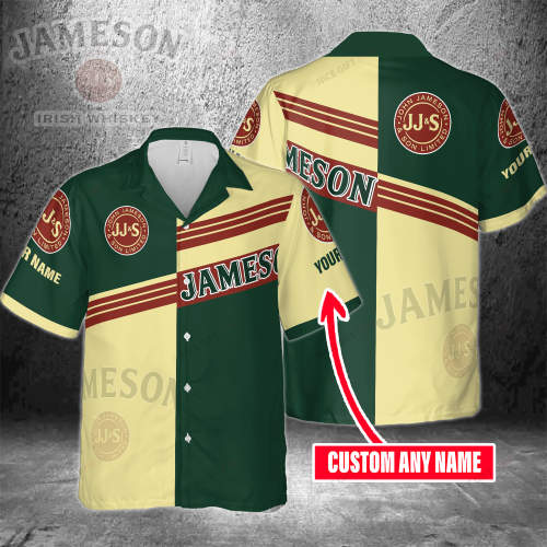Jameson Irish Whiskey Custom Name 3D Button 3D Button Hawaiian Shirt Gift for Men Dad Father Gift for Men Dad Father 3HS-A0I8