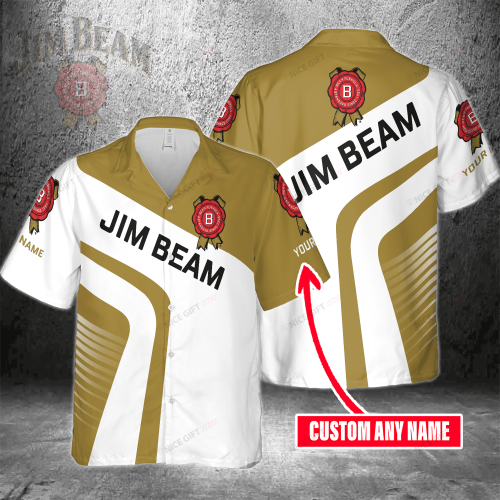 Jim Beam Custom Name 3D Button 3D Button Hawaiian Shirt Gift for Men Dad Father Gift for Men Dad Father 3HS-O2L3