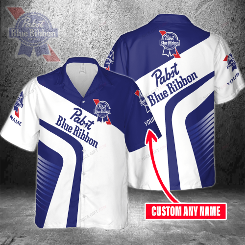 Pabst Blue Ribbon Custom Name 3D Button 3D Button Hawaiian Shirt Gift for Men Dad Father Gift for Men Dad Father 3HS-T3O6