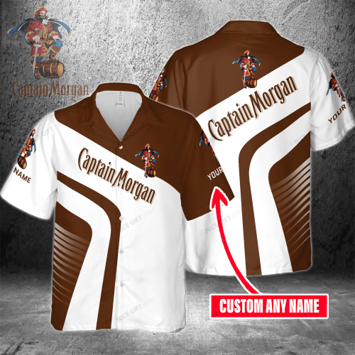 Captain Morgan Custom Name 3D Button 3D Button Hawaiian Shirt Gift for Men Dad Father Gift for Men Dad Father 3HS-T5V5