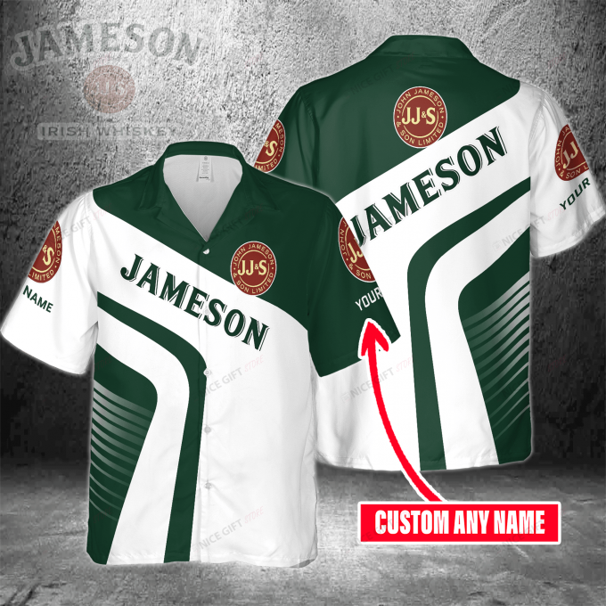 Jameson Irish Whiskey Custom Name 3D Button 3D Button Hawaiian Shirt Gift for Men Dad Father Gift for Men Dad Father 3HS-E4W6