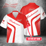 Budweiser Custom Name 3D Button 3D Button Hawaiian Shirt Gift for Men Dad Father Gift for Men Dad Father 3HS-O6D6