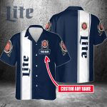 Miller Lite Custom Name 3D Button 3D Button Hawaiian Shirt Gift for Men Dad Father Gift for Men Dad Father 3HS-E0C4