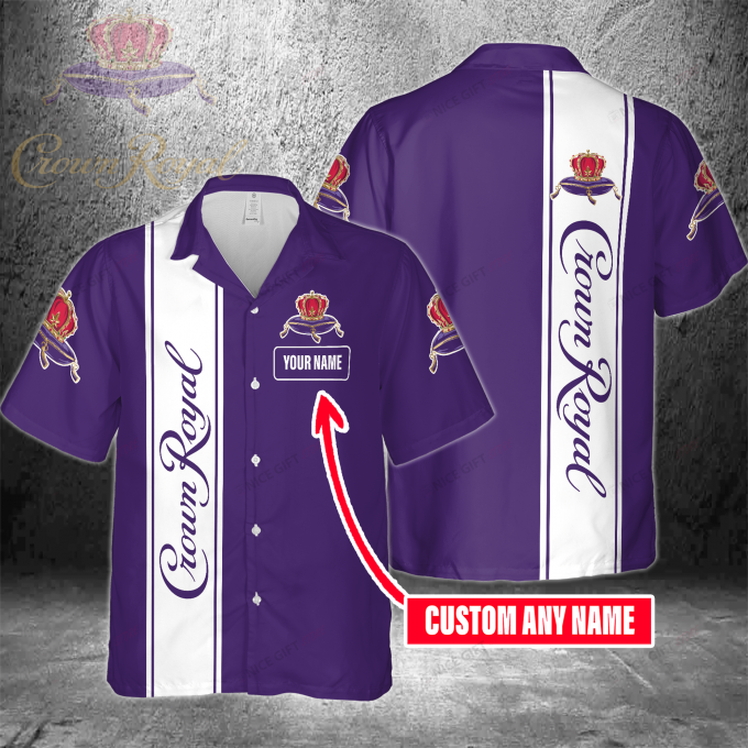 Crown Royal Custom Name 3D Button 3D Button Hawaiian Shirt Gift for Men Dad Father Gift for Men Dad Father 3HS-U9L5