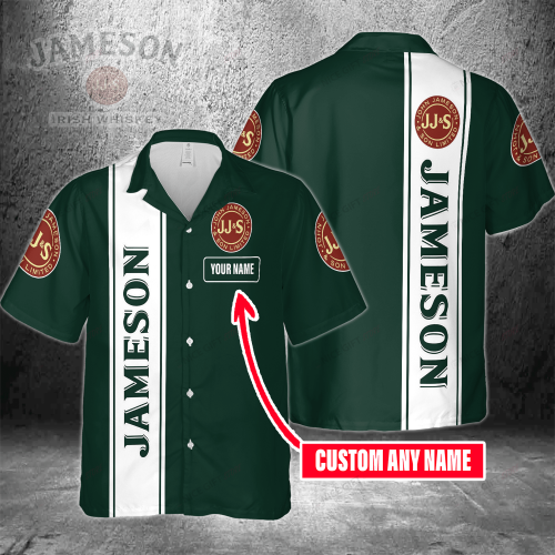 Jameson Irish Whiskey Custom Name 3D Button 3D Button Hawaiian Shirt Gift for Men Dad Father Gift for Men Dad Father 3HS-P7L1