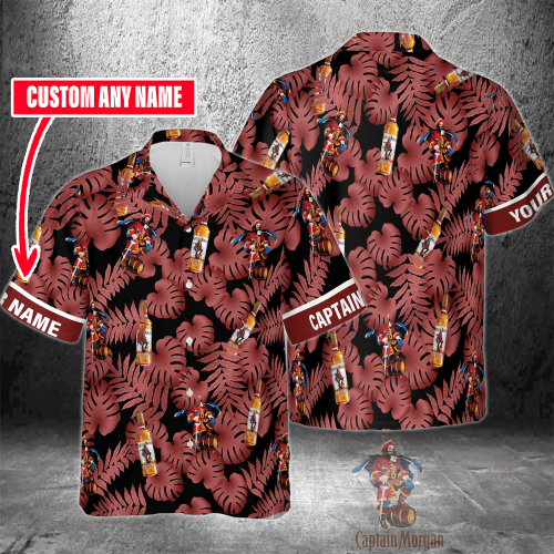 Captain Morgan Custom Name 3D Button 3D Button Hawaiian Shirt Gift for Men Dad Father Gift for Men Dad Father 3HS-Q6K3