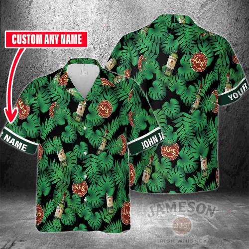 Jameson Irish Whiskey Custom Name 3D Button 3D Button Hawaiian Shirt Gift for Men Dad Father Gift for Men Dad Father 3HS-N1F3