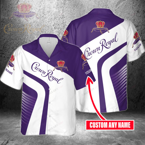 Crown Royal Custom Name 3D Button 3D Button Hawaiian Shirt Gift for Men Dad Father Gift for Men Dad Father 3HS-P5F1