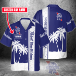 Pabst Blue Ribbon Custom Name 3D Button 3D Button Hawaiian Shirt Gift for Men Dad Father Gift for Men Dad Father 3HS-X0L7