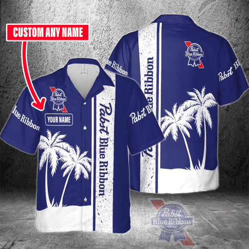 Pabst Blue Ribbon Custom Name 3D Button 3D Button Hawaiian Shirt Gift for Men Dad Father Gift for Men Dad Father 3HS-X0L7